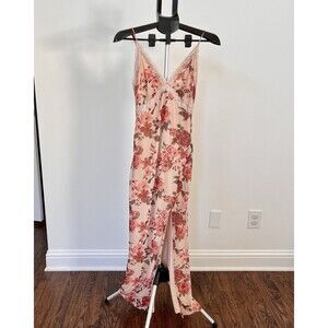 Jessica Simpson Women’s Lace Floral Slip Maxi Dress Size Medium Mesh Overlay GUC